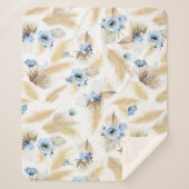 Pampas Grass und Dusty Blue Blumen Tropical Sherpadecke (Vorderseite)