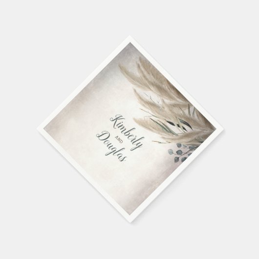 Pampas Grass und Greenery Boho Wedding Serviette (Ecke)