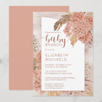 Pampas Grass und Hydrangeas Blooms Baby Brunch Inv