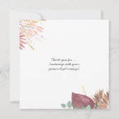 Pampas Grass und Mandala Boho Pink und Gold Dankeskarte (Rückseite)