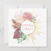 Pampas Grass und Mandala Boho Pink und Gold Dankeskarte (Vorderseite)