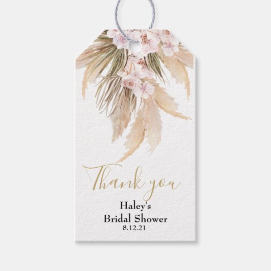 Pampas Grass und Orchid Chic Brautparty Geschenkanhänger (Vorderseite)