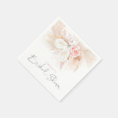 Pampas Grass und rosa Blume Brautparty Napkin Serviette (Ecke)