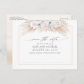 Pampas Grass und Weiße Orchideen Save the Date Postkarte (Vorne/Hinten)