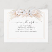 Pampas Grass und Weiße Orchideen Save the Date Postkarte (Vorderseite)
