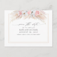 Pampas Grass und Weiße Orchideen Save the Date