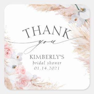 Pampas Grass und White Orchid Tropical Quadratischer Aufkleber