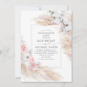 Pampas Grass und White Orchids Engagement Party Einladung (Vorderseite)