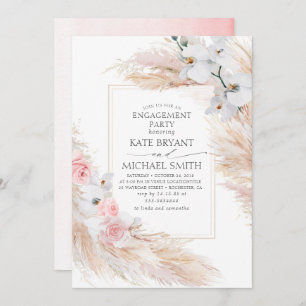 Pampas Grass und White Orchids Engagement Party Einladung