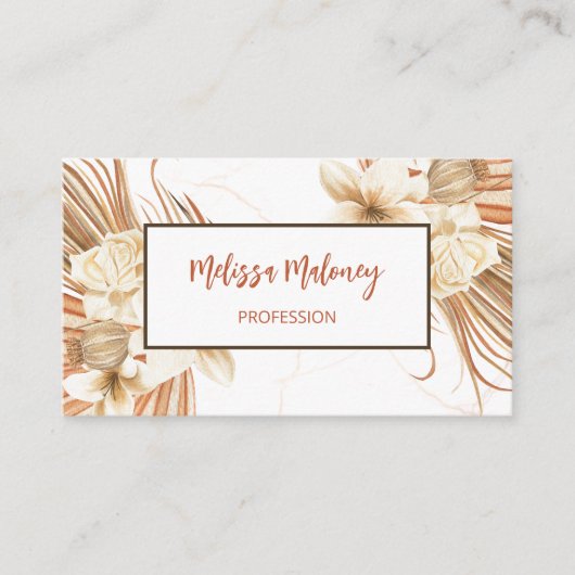 Pampas Grass Watercolor Boho Visitenkarte (Vorderseite)