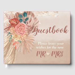 Pampas Grass Watercolor Terracotta Ombre Gästebuch