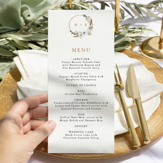 Pampas Grass Wedding Boho Eleganter Menu Empfang Menükarte