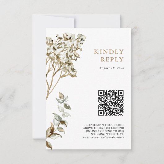 Pampas Grass Wedding Boho QR Code UAWG RSVP Karte (Vorderseite)