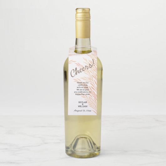 Pampas Grass Wedding Chic Reversible Cheers Flaschenanhänger (Auf Flasche)