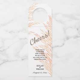 Pampas Grass Wedding Chic Reversible Cheers Flaschenanhänger