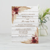 Pampas Grass Wedding Country Chic Einladung (Stehend Vorderseite)