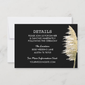 Pampas Grass Wedding Details Flat Card Karte