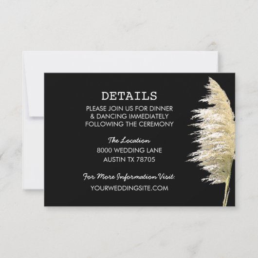 Pampas Grass Wedding Details Flat Card Karte (Vorderseite)