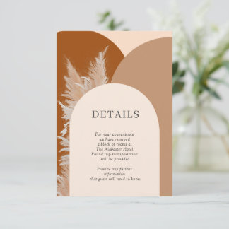 Pampas Grass Wedding Details Umschließkarte Begleitkarte