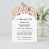 Pampas Grass Wedding Details Unterkünfte Einladung (Stehend Vorderseite)