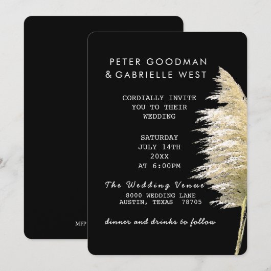 Pampas Grass Wedding Einladung gerundet (Vorne/Hinten)