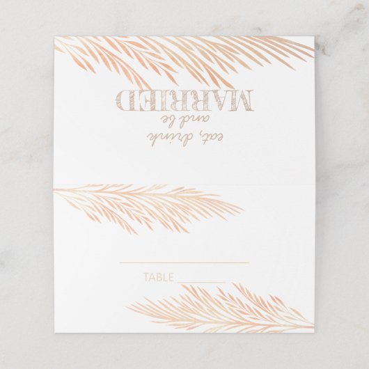 Pampas Grass Wedding Empfang oder Begleitung Platzkarte (Außenseite Aufgefaltet)