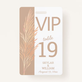 Pampas Grass Wedding Fun VIP Creative Platzkarte Ausweis