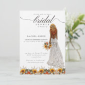 Pampas Grass Wedding Gown Boho Brautparty Einladung (Stehend Vorderseite)