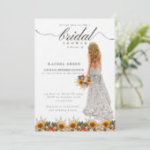 Pampas Grass Wedding Gown Boho Brautparty Einladung (Stehend Vorderseite)