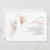 Pampas Grass Wedding Gown Terracotta Brautparty Einladung (Vorderseite)