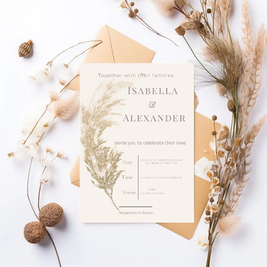 Pampas Grass Wedding Invitation Einladung
