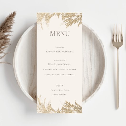 Pampas Grass Wedding Menu Card Menükarte