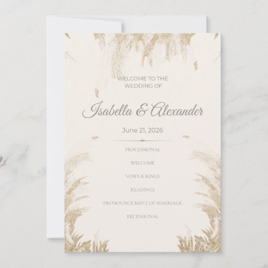 Pampas Grass Wedding Program Einladung (Vorderseite)