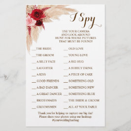 Pampas Grass Wedding Reception I Spy Game Card Flyer