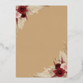 Pampas Grass Wedding Rose Gold Folieneinladung (Rückseite)