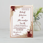 Pampas Grass Wedding Rose Gold Folieneinladung (Stehend vorne)