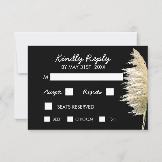 Pampas Grass Wedding RSVP Karte (Vorderseite)