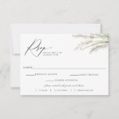 Pampas Grass Wedding RSVP Meal Choice am Strand Karte (Vorderseite)