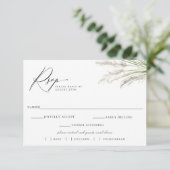Pampas Grass Wedding RSVP Meal Choice am Strand Karte (Stehend Vorderseite)