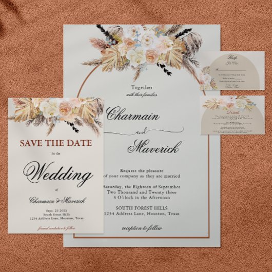 Pampas Grass Wedding Save The Date