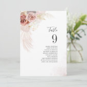 Pampas Grass Wedding Tischnummer Card (Stehend Vorderseite)