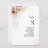 Pampas Grass Wedding Tischnummer Terracotta Card (Vorderseite)