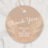 Pampas Grass Wedding Trendy Boho Vielen Dank Geschenkanhänger (Vorderseite)