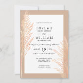 Pampas Grass Wedding Watercolor Chic Neutral Einladung (Vorderseite)
