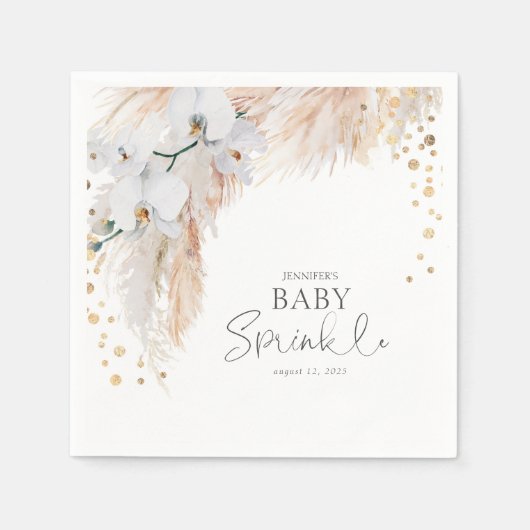 Pampas Grass White Floral Baby Sprinkle Serviette (Vorderseite)