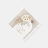 Pampas Grass White Floral Boho Wedding Serviette (Ecke)