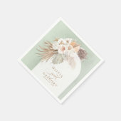 Pampas Grass White Floral Boho Wedding Serviette (Ecke)