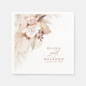 Pampas Grass White Floral Boho Wedding Serviette (Vorderseite)
