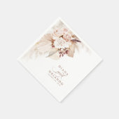 Pampas Grass White Floral Boho Wedding Serviette (Ecke)