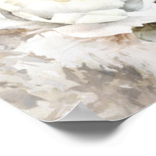 Pampas Grass White Floral Botanik Begrüßungszeiche Poster (Ecke)